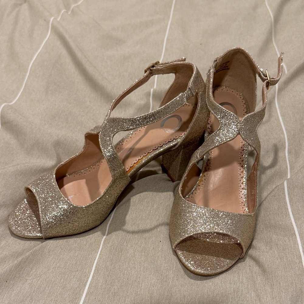 Shimmering Gold Strappy Heels